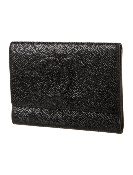 CHANEL   COCO CAVIAR TRI-FOLD WALLET