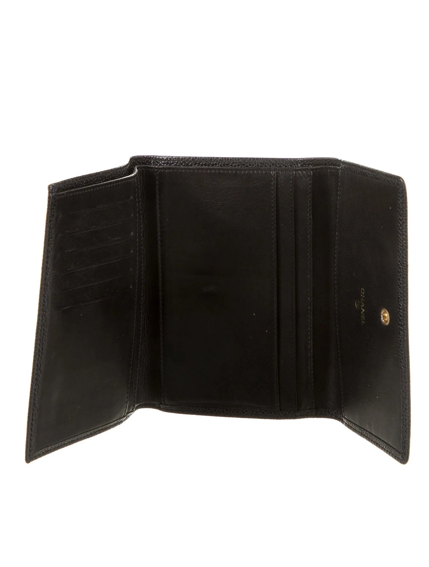 CHANEL   COCO CAVIAR TRI-FOLD WALLET