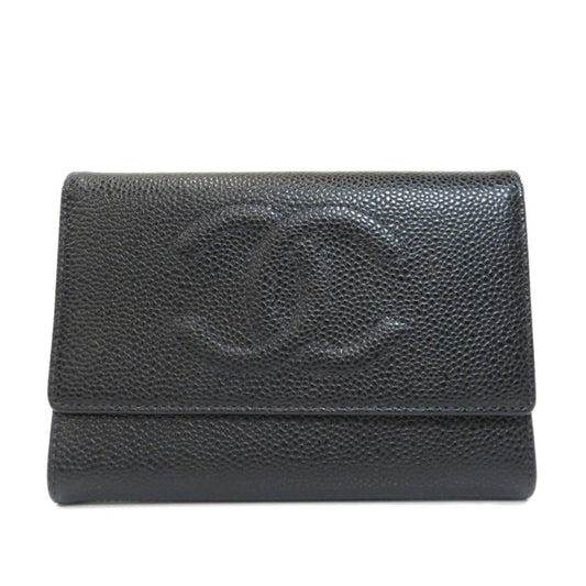 CHANEL   COCO CAVIAR TRI-FOLD WALLET