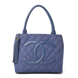 CHANEL QUILTED CANVAS CAVIAR TASSEL TOTE BAG