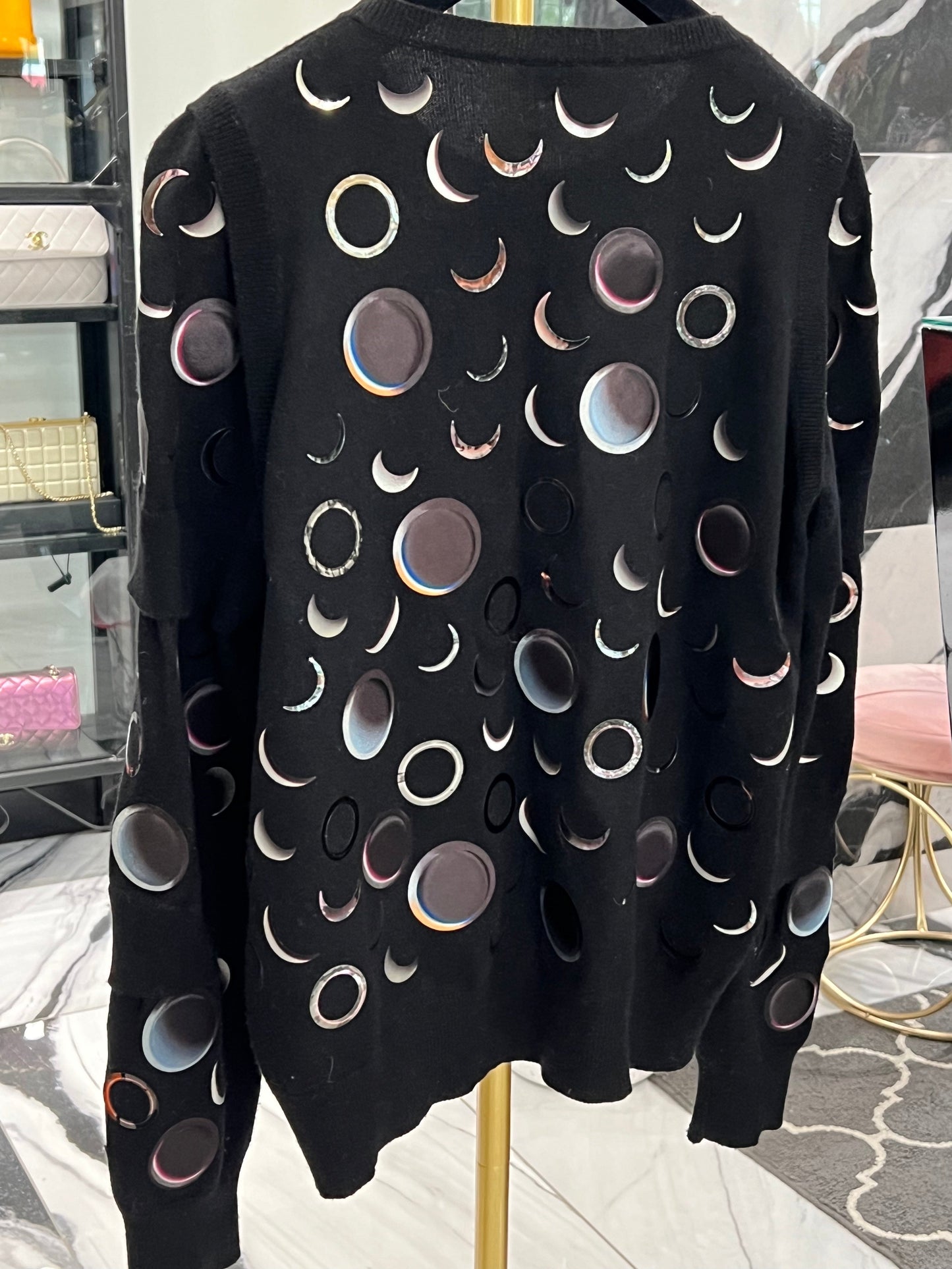 CHANEL CASHMERE ABSTRACT SPACE MOON RUNWAY SWEATER