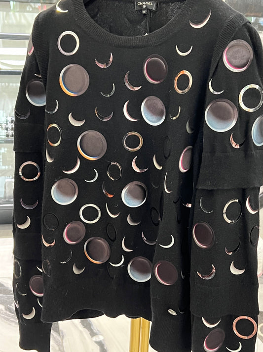 CHANEL CASHMERE ABSTRACT SPACE MOON RUNWAY SWEATER