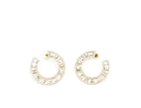 CHANEL CRYSTAL PEARL CC HOOP EARRINGS