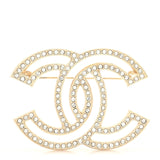 CHANEL CRYSTAL CC LIGHT GOLD BROOCH