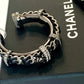 CHANEL CC CRYSTAL RUTHENIUM HOOP EARRINGS