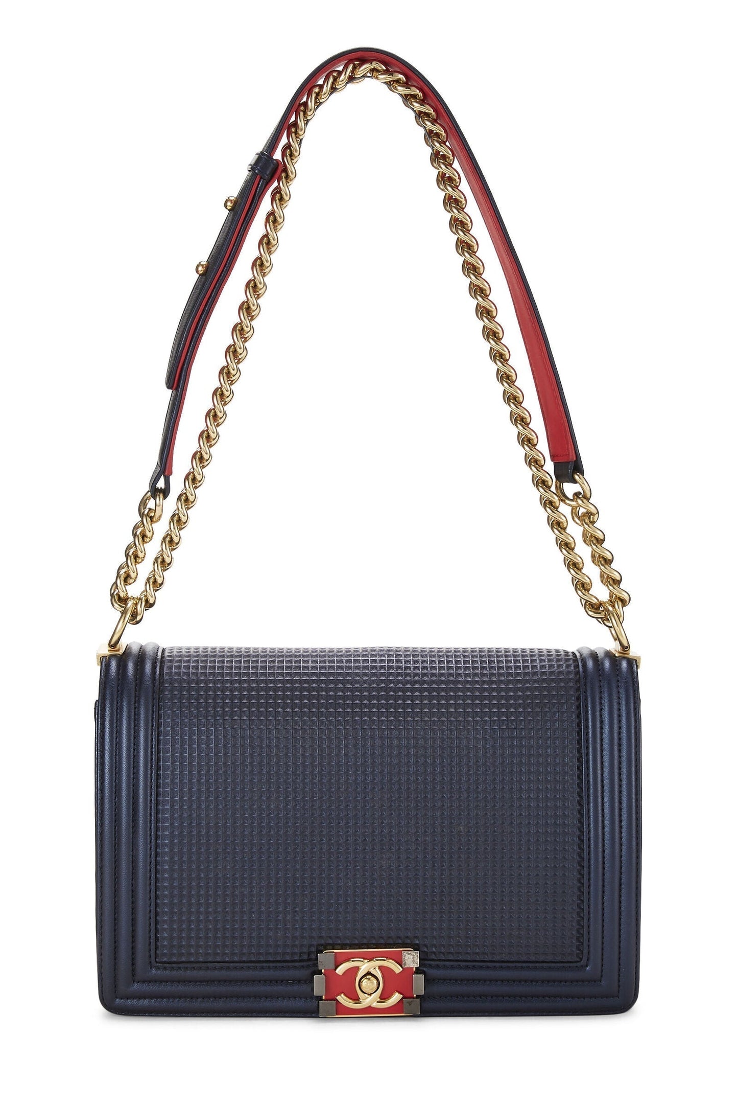 CHANEL CUBE EMBOSSED LAMBSKIN NEW MEDIUM BOY BAG