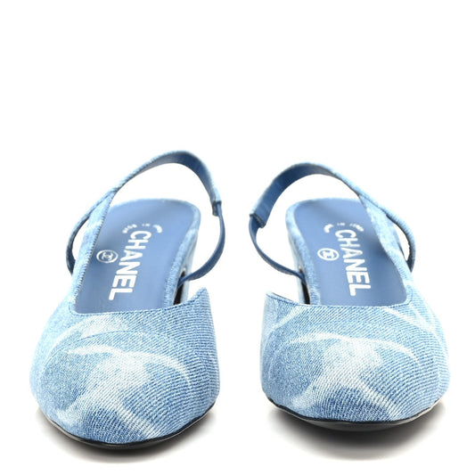CHANEL CC DENIM CAP TOE SLINGBACK PUMPS