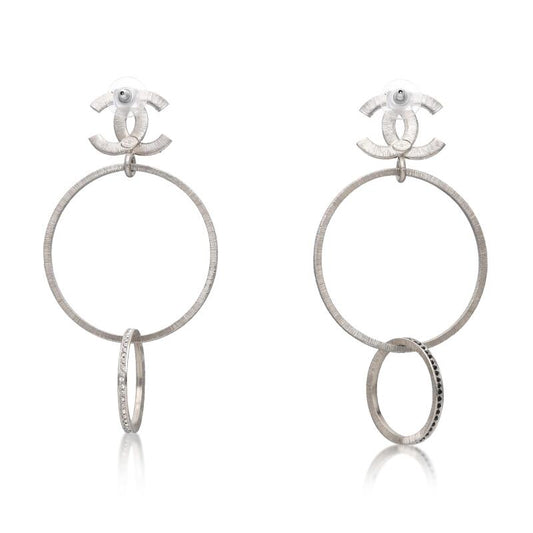 CHANEL CC DOUBLE HOOP EARRINGS
