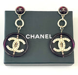 CHANEL CC ENAMEL DROP EARRINGS
