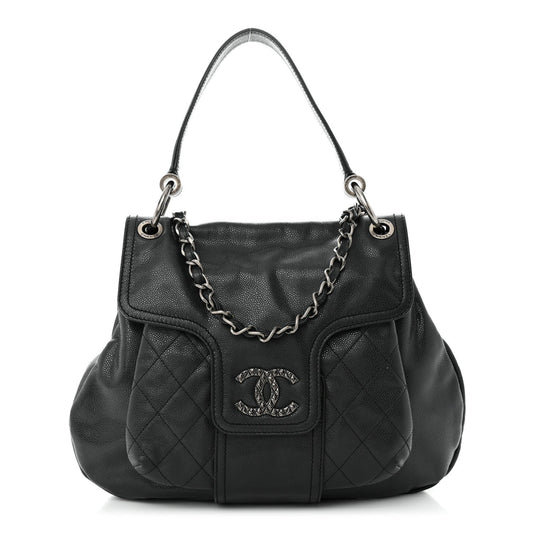 CHANEL GLAZED CAVIAR COCO RIDER FLAP BAG