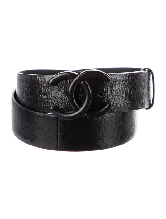 CHANEL INTERLOCKING CC LOGO LEATHER BELT