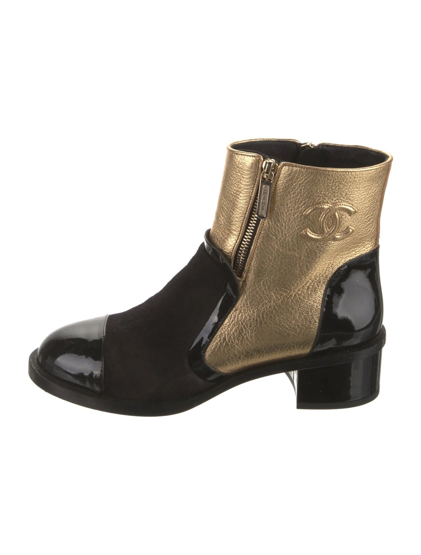 CHANEL INTERLOCKING CC LOGO ANKLE BOOTS