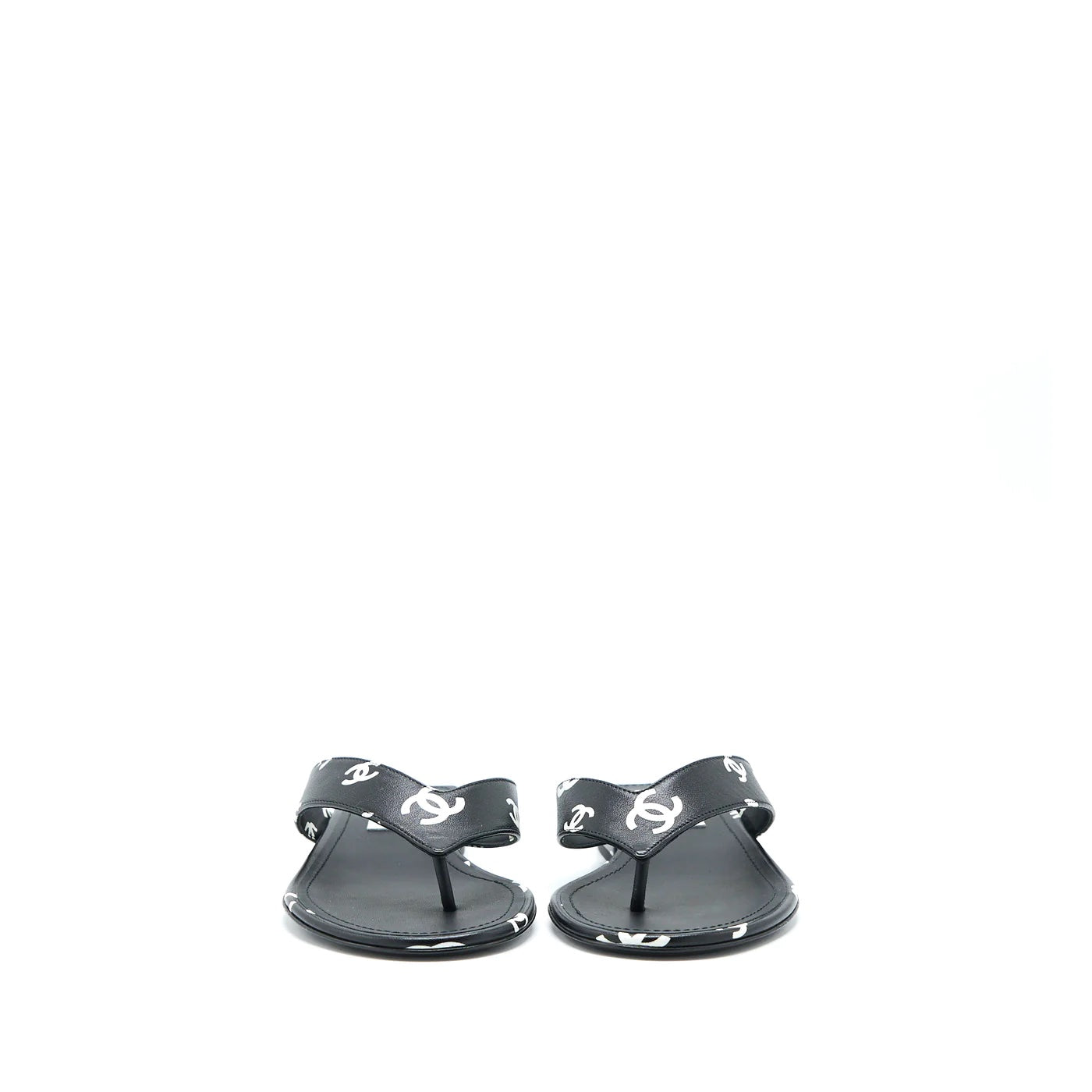 CHANEL INTERLOCKING CC LOGO LAMBSKIN SLIDES