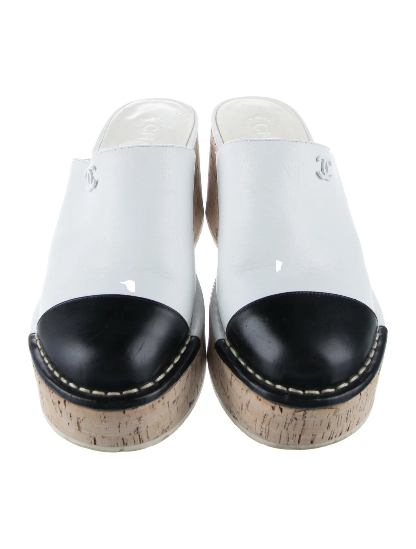 CHANEL INTERLOCKING CC LOGO MULES CLOGS