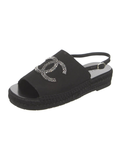 CHANEL INTERLOCKING CC LOGO SLINGBACK SANDALS