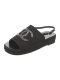 CHANEL INTERLOCKING CC LOGO SLINGBACK SANDALS