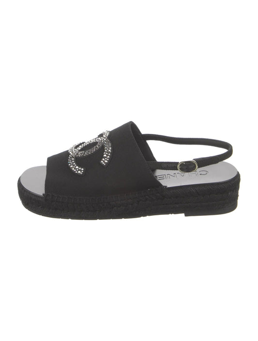 CHANEL INTERLOCKING CC LOGO SLINGBACK SANDALS