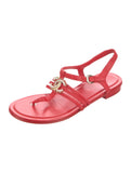 CHANEL INTERLOCKING CC LOGO T-STRAP SANDALS