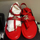 CHANEL INTERLOCKING CC LOGO T-STRAP SANDALS