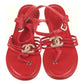 CHANEL INTERLOCKING CC LOGO T-STRAP SANDALS