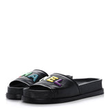 CHANEL LAMBSKIN CHA-NEL SANDLAS MULES