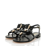 CHANEL CC PEARL BOW GLADIATOR SANDALS