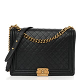 CHANEL LAMBSKIN QUILTED LARGE BOY FLAP BAG