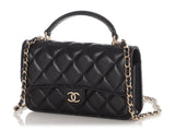 CHANEL LAMBSKIN QUILTED MINI TOP HANDLE FLAP BAG