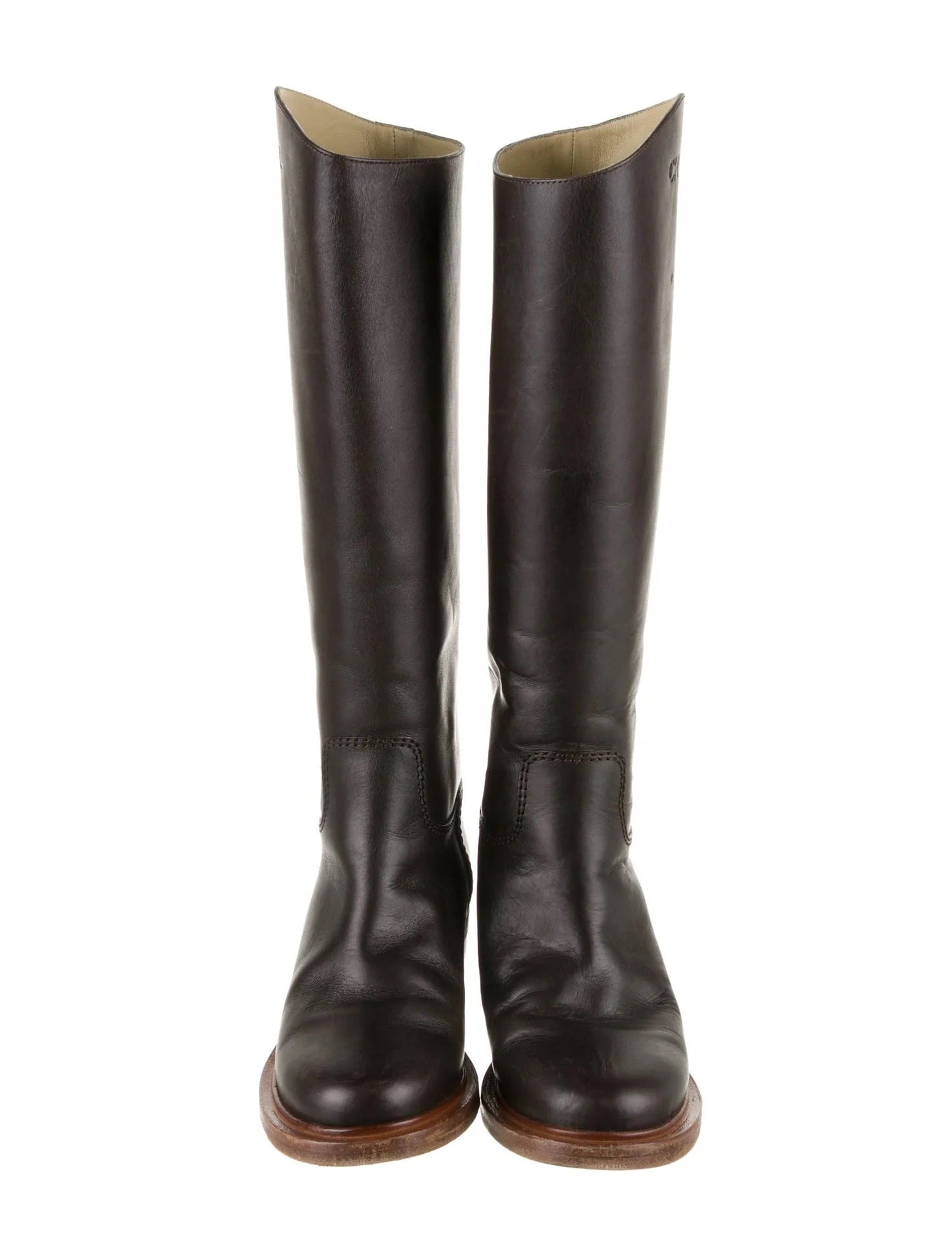 CHANEL CALFSKIN LEATHER TALL RIDING BOOTS