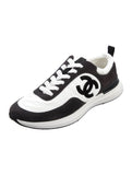 CHANEL CC CALFSKIN SUEDE & NYLON SNEAKERS