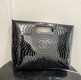 CHL -  CC PERFORATED PATENT CLUTCH BAG