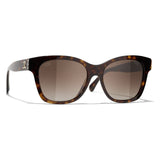CHANEL CC POLARIZED SUNGLASSES BROWN TORTOISE
