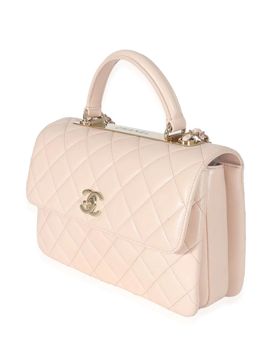 CHANEL QUILTED LAMBSKIN SMALL TRENDY CC HANDLE FLAP BAG PALE PINK