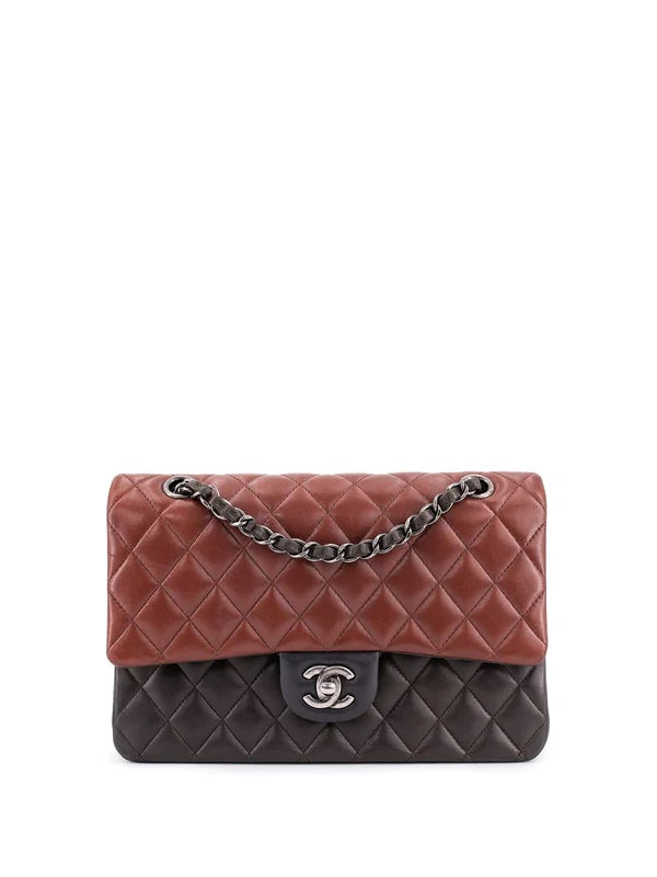 CHL -  QUILTED LAMBSKIN TRICOLOR CLASSIC DOUBLE FLAP BAG MEDIUM