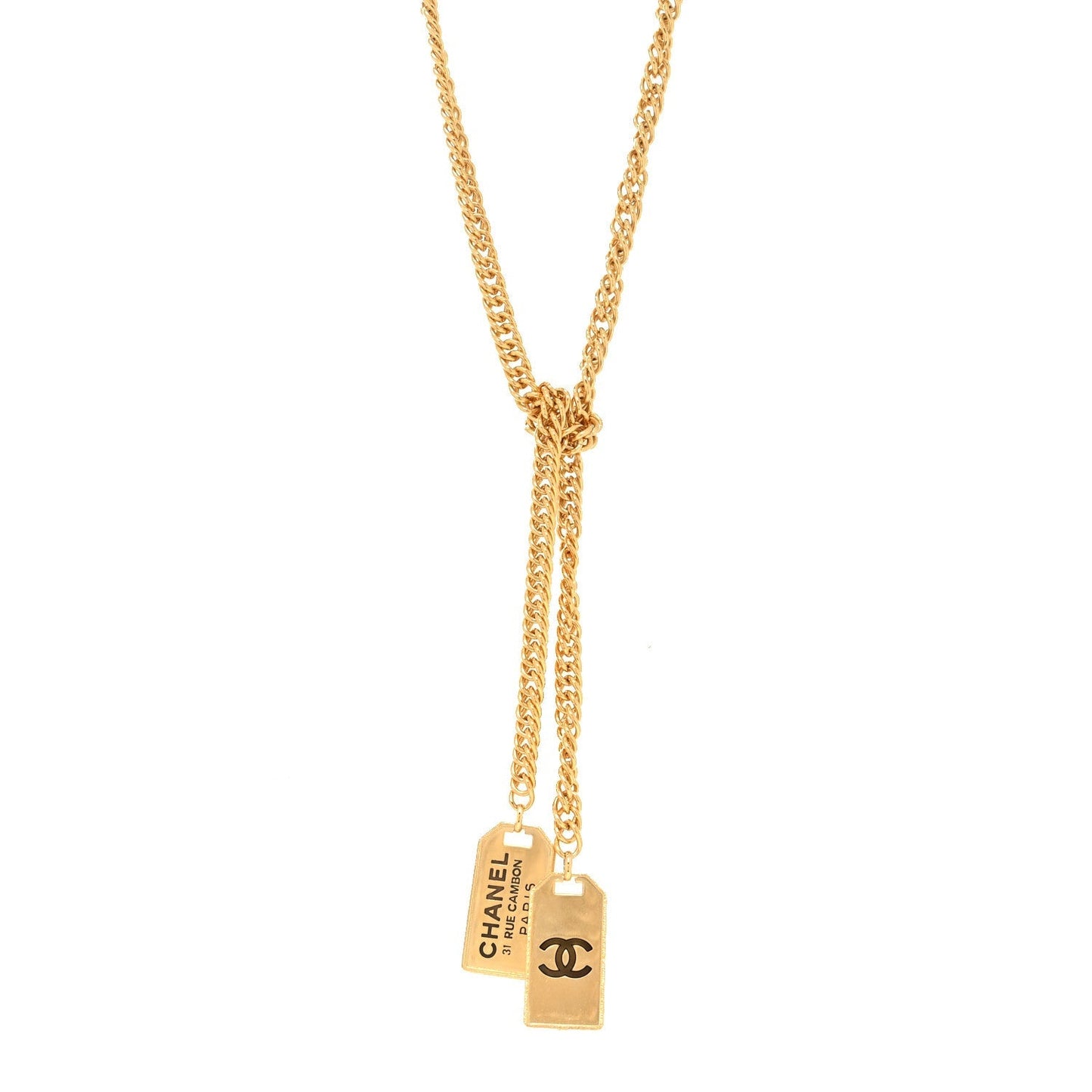 CHANEL RUE CAMBON DOG TAG PENDANT NECKLACE
