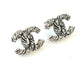 CHANEL CC SILVER TONE CRYSTAL EARRINGS