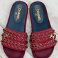 CHANEL SATIN CHAIN SLIDE MULES