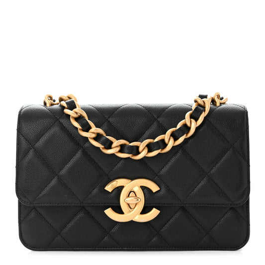 CHANEL SHINY CAVIAR QUILTED FLAP BAG