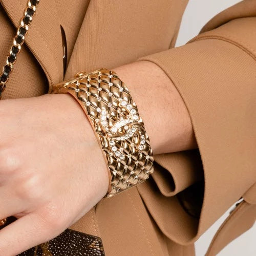 CHANEL STRASS DOR'E GOLD-TONE CUFF BRACELET