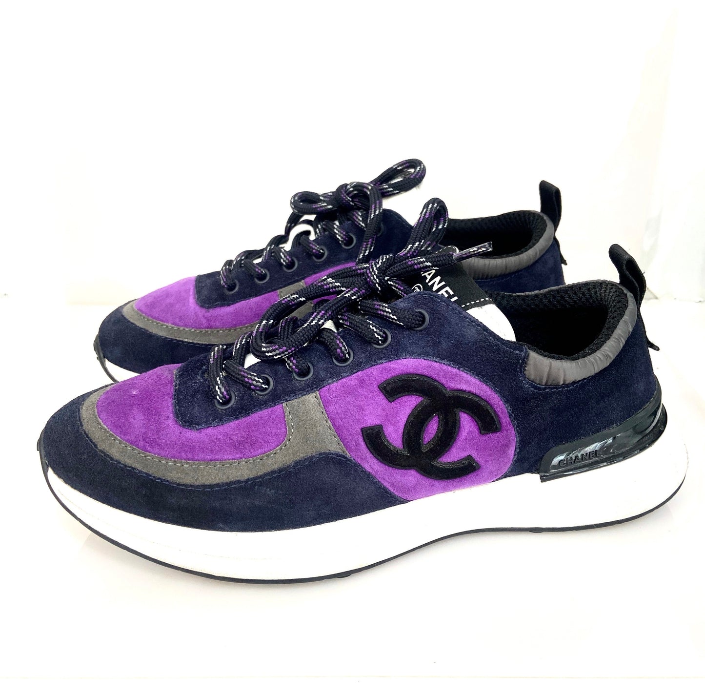 CHANEL CC SUEDE CALFSKIN SNEAKERS