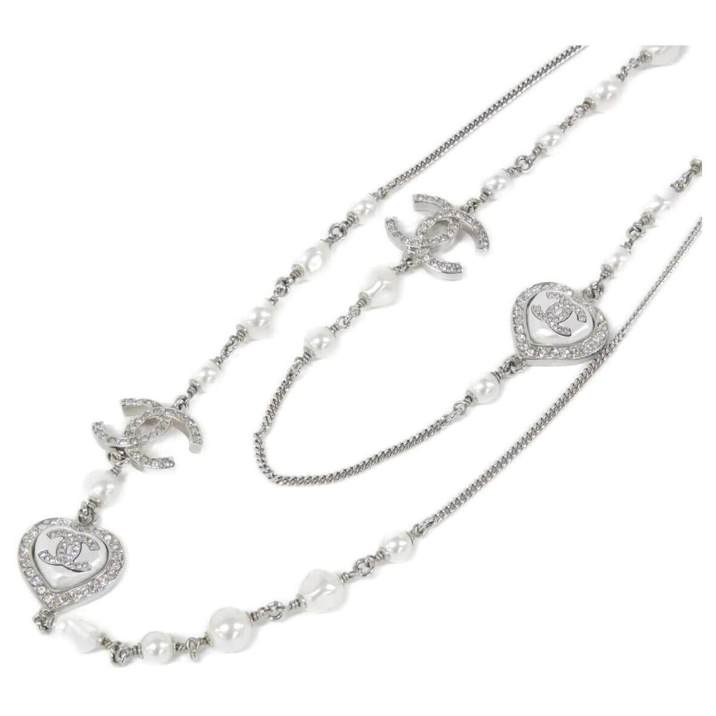 CHANEL TIMELESS CRYSTAL HEART PEARL LONG NECKLACE