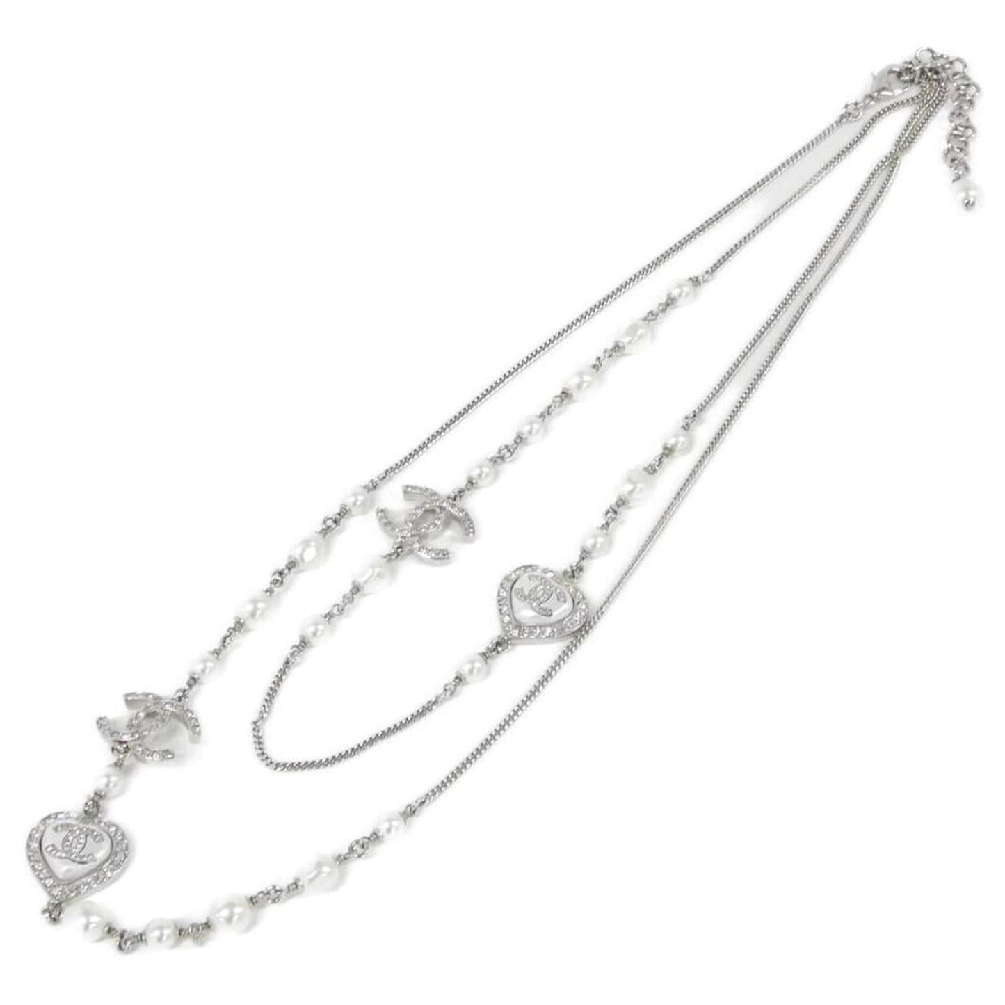 CHANEL TIMELESS CRYSTAL HEART PEARL LONG NECKLACE
