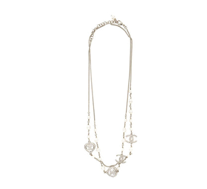 CHANEL TIMELESS CRYSTAL HEART PEARL LONG NECKLACE