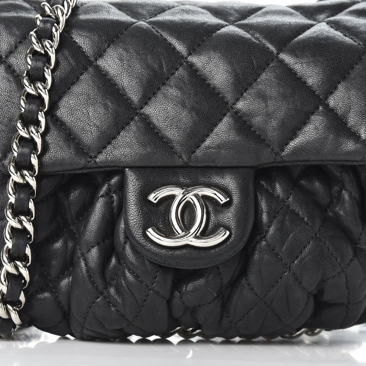 CHL -  WASHED LAMBSKIN QUILTED MINI CHAIN AROUND FLAP BAG