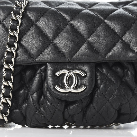 CHL -  WASHED LAMBSKIN QUILTED MINI CHAIN AROUND FLAP BAG