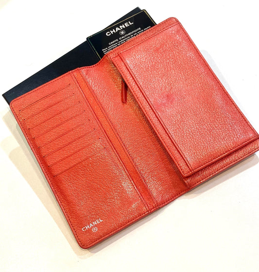 CHANEL CC QUILTED WILD STITCH LONG WALLET