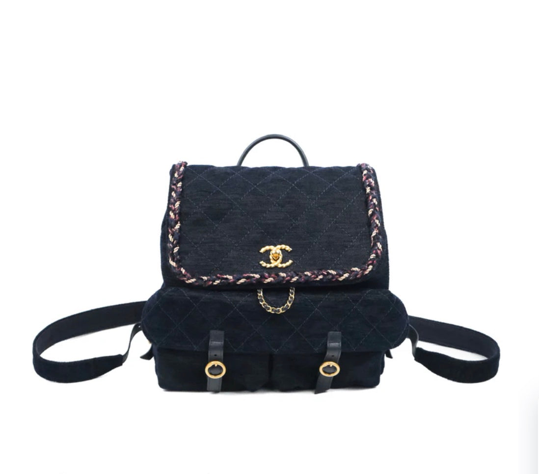 CHANEL RUE CAMBON WOOL VELVET PARISIAN STROLL BACKPACK