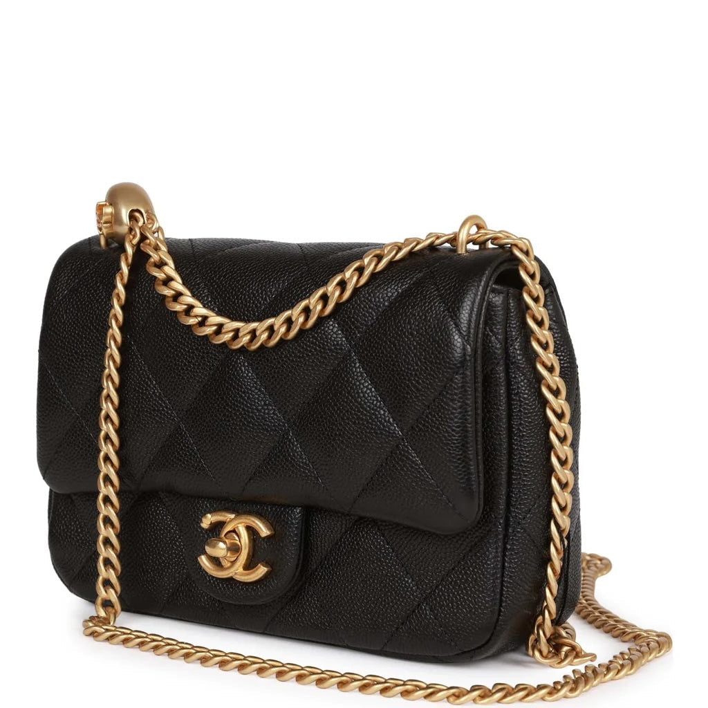 CHANEL CAVIAR QUILTED SWEETHEART MINI FLAP BAG