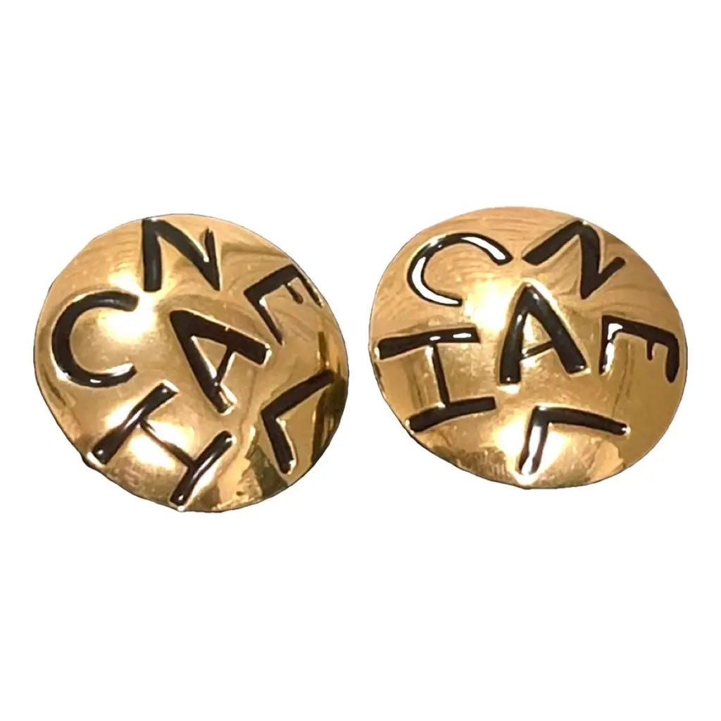 CHANEL    LOGO ENGRAVED CLIP-ON EARRINGS