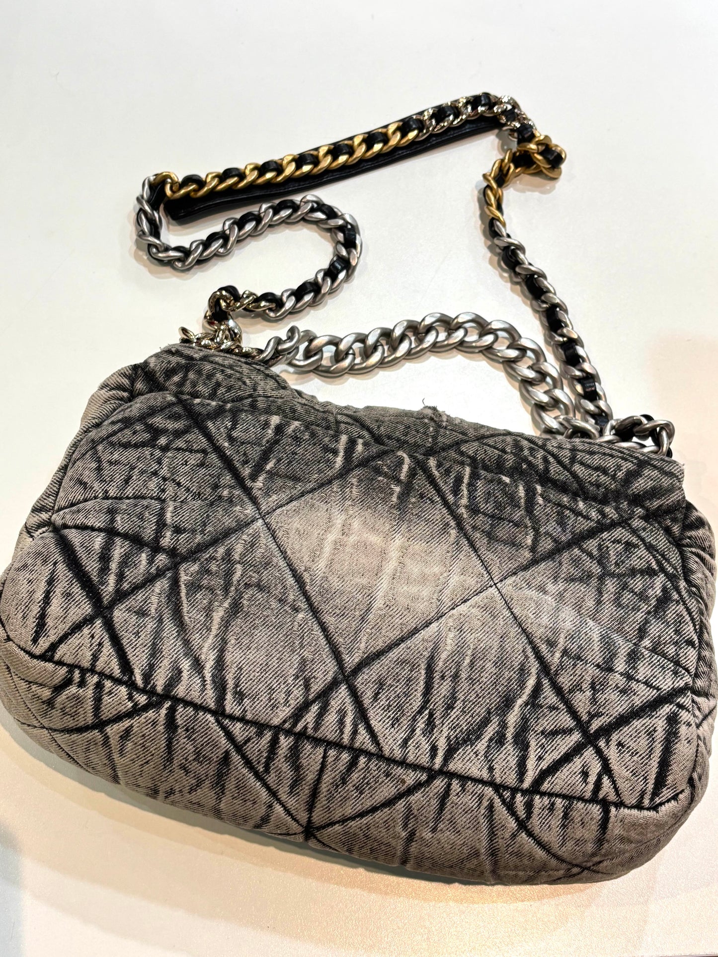 CHANEL 19 DISTRESSED DENIM BAG